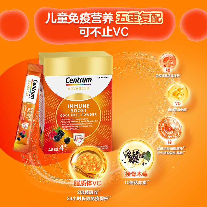 【香菇来了】Centrum善存海外免疫闪溶粉儿童维生素C脂质体