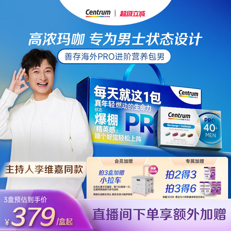 【李维嘉同款】Centrum善存海外PRO复维营养包40+男士水飞蓟玛咖 - 实物图