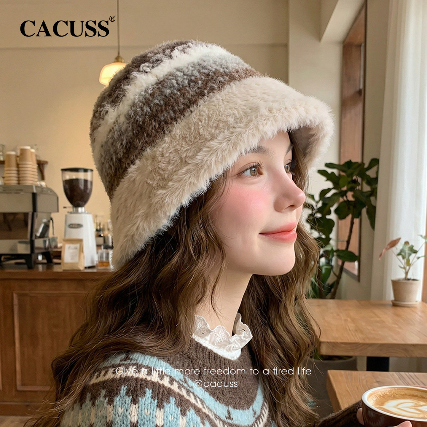 CACUSS渔夫帽子女冬季新款毛绒盆帽显脸小时尚保暖户外毛线水桶帽,服饰配件/皮带/帽子/围巾,帽子,淘宝优惠券,粉丝福利购,淘宝优惠卷