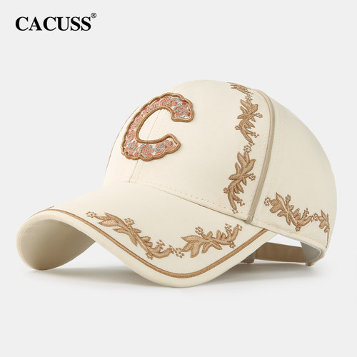 CACUSS花卉刺绣鸭舌帽桑蚕丝内里