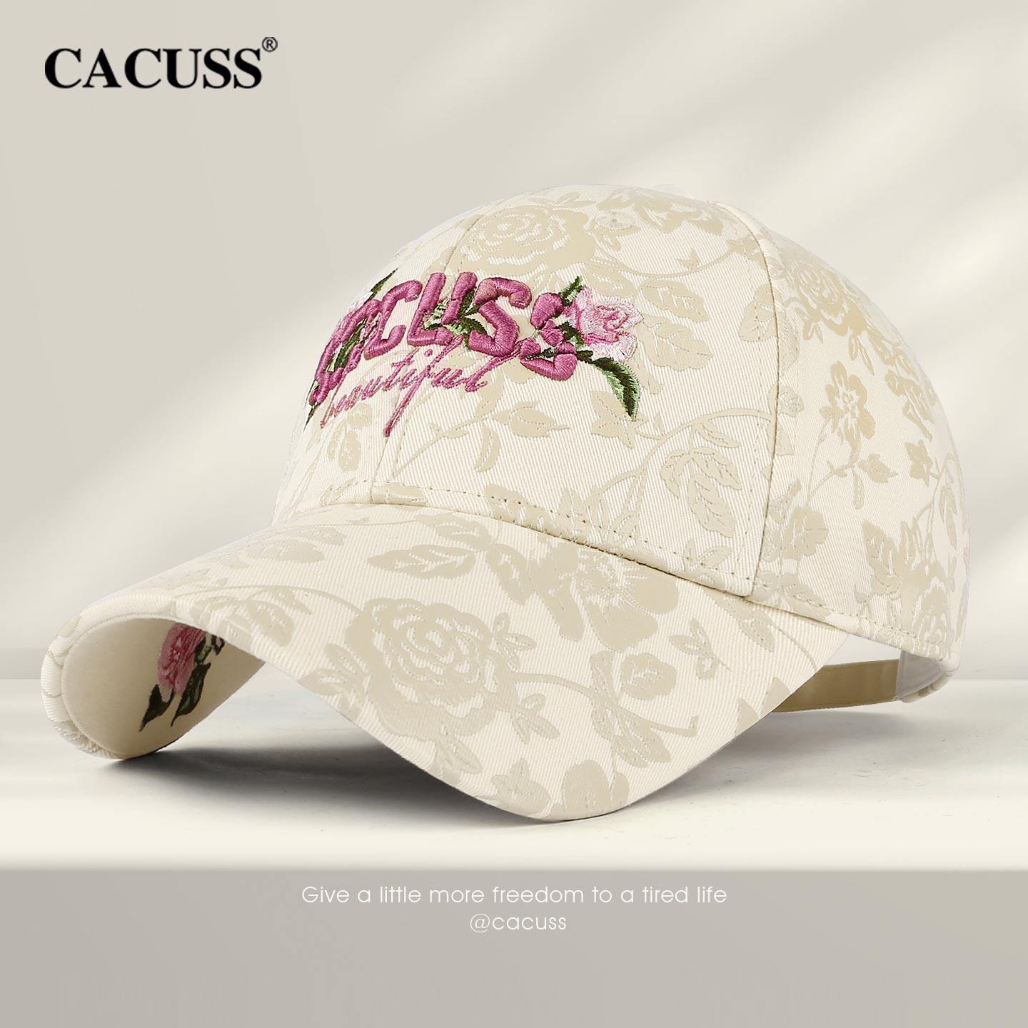 CACUSS国风刺绣棒球帽子女冬季加绒保暖硬顶显脸小时尚满印鸭舌帽