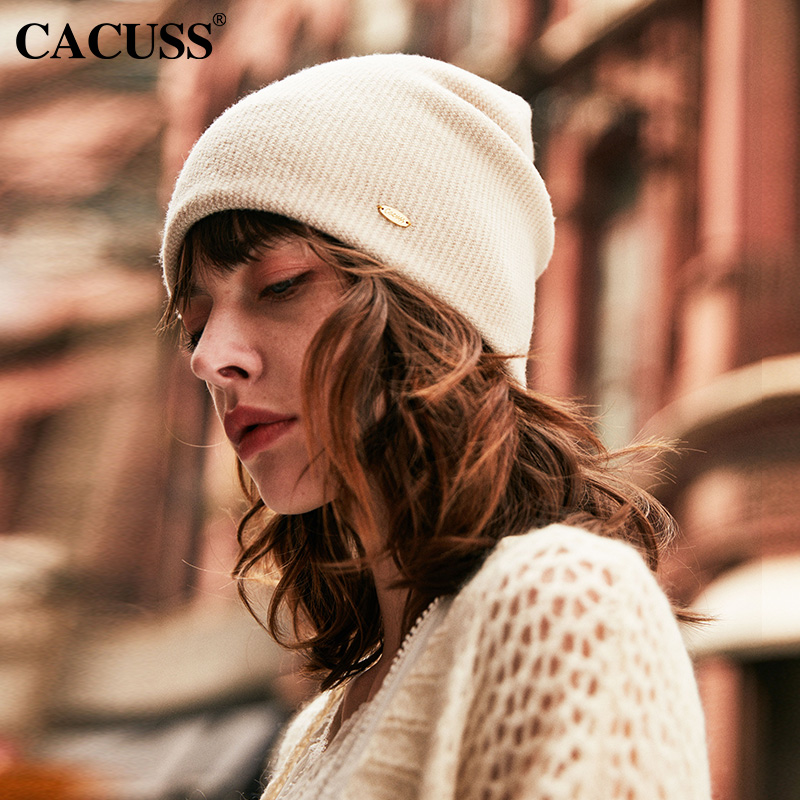CACUSS新品时尚风双层羊毛毛线帽