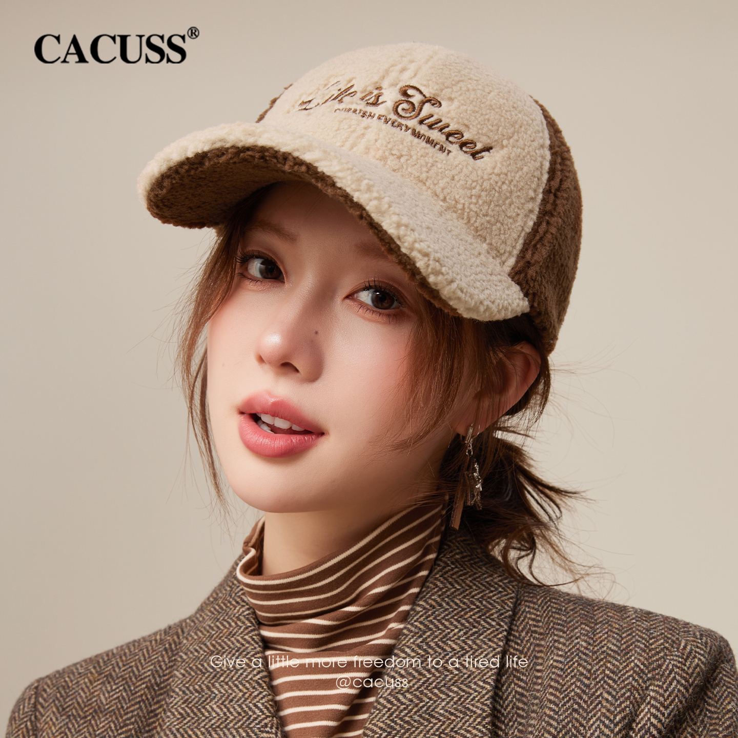CACUSS冬季保暖防寒美式棒球帽女