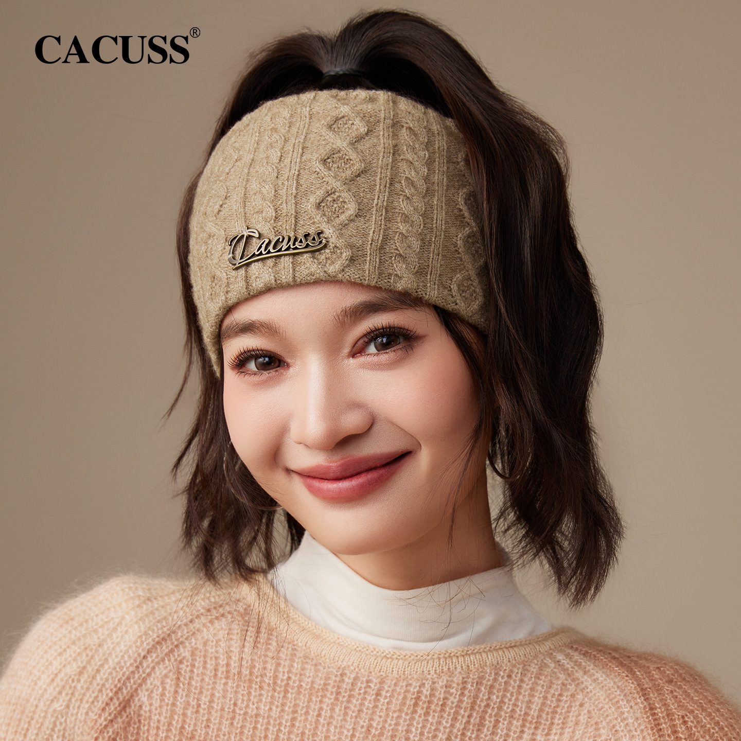 CACUSS秋冬时尚加宽针织保暖发带