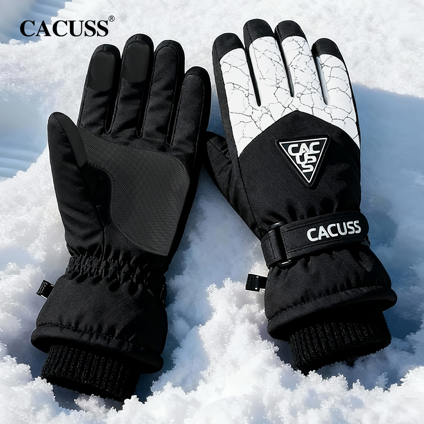 CACUSS男分指加绒可触屏滑雪手套