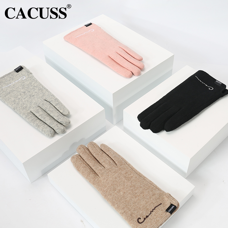 CACUSS手套女士秋冬加绒加厚羊毛骑车保暖触屏防寒防风男开车大码