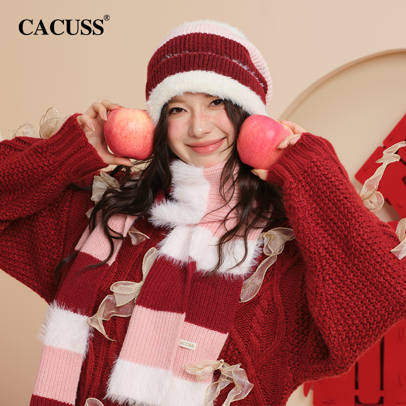 CACUSS新年红帽子围巾围脖女礼物