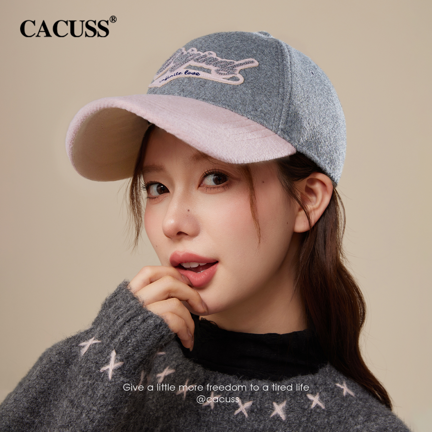 CACUSS冬季美式复古棒球帽子女士