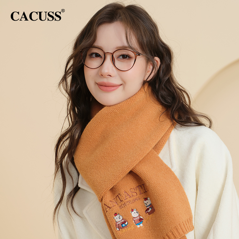 CACUSS围巾纯色情侣针织女秋冬