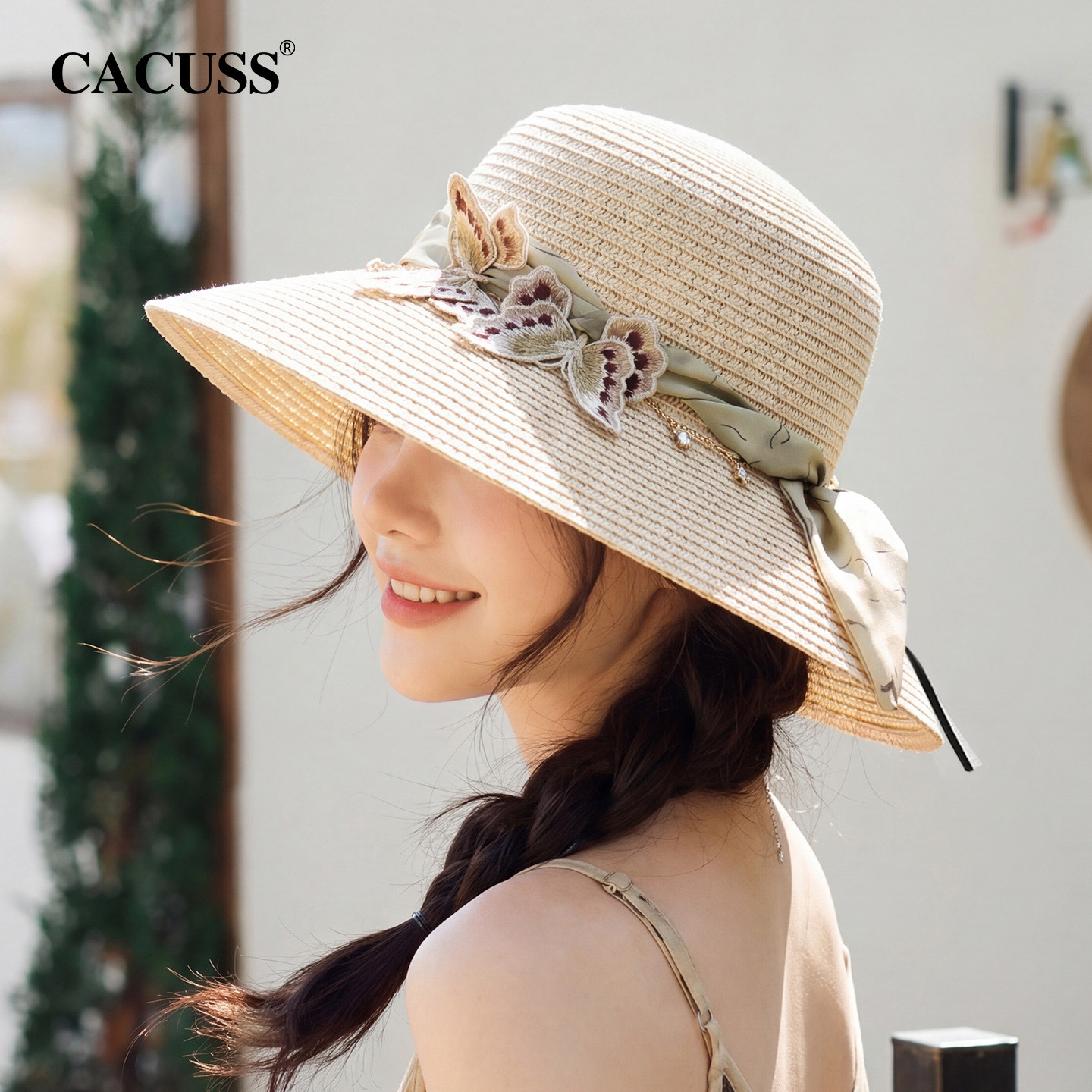CACUSS大檐草编遮阳渔夫帽女夏季图片