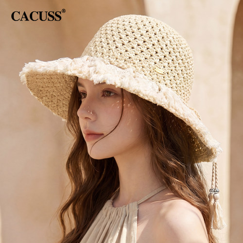 CACUSS大檐草编显脸小遮阳帽女夏