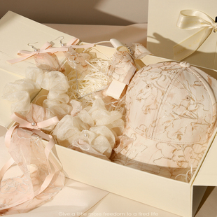 女帽子發(fā)箍發(fā)圈發(fā)飾耳飾女友生日禮物 CACUSS蕾絲禮盒套裝 錦華