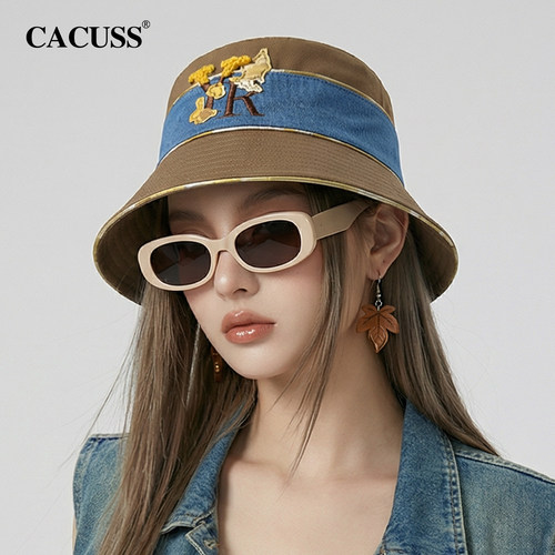 CACUSS女春夏纯棉显脸小渔夫帽