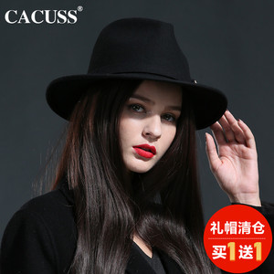cacuss新品帽子女秋冬季纯色羊毛呢帽子韩版优雅时装帽简约小礼帽