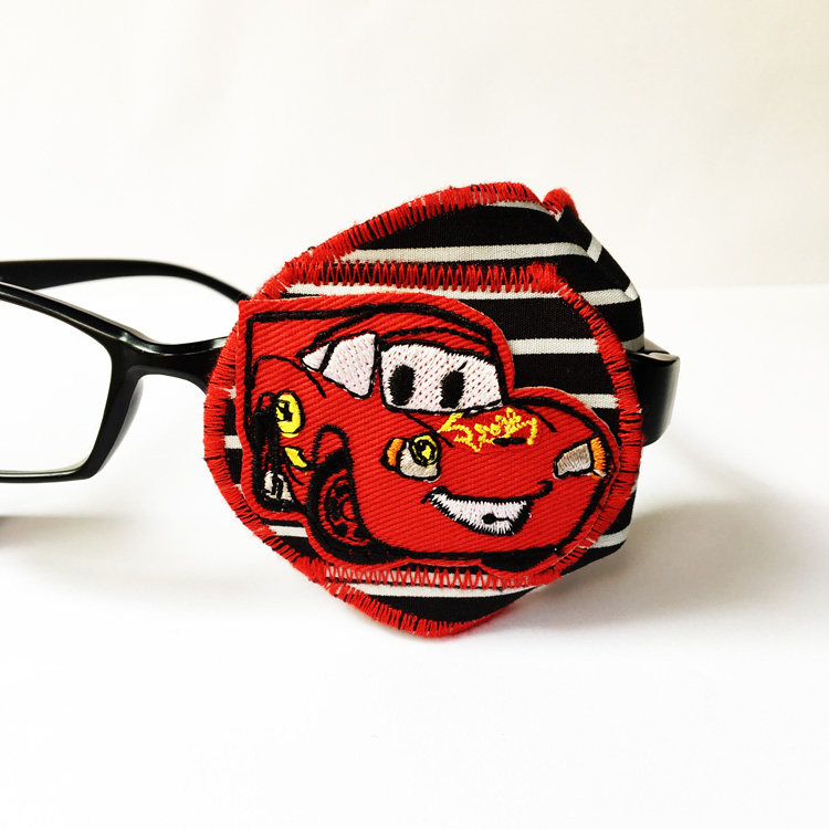 彩条麦昆卡通全棉立体儿童弱视眼罩遮眼单眼矫正 全遮盖手工