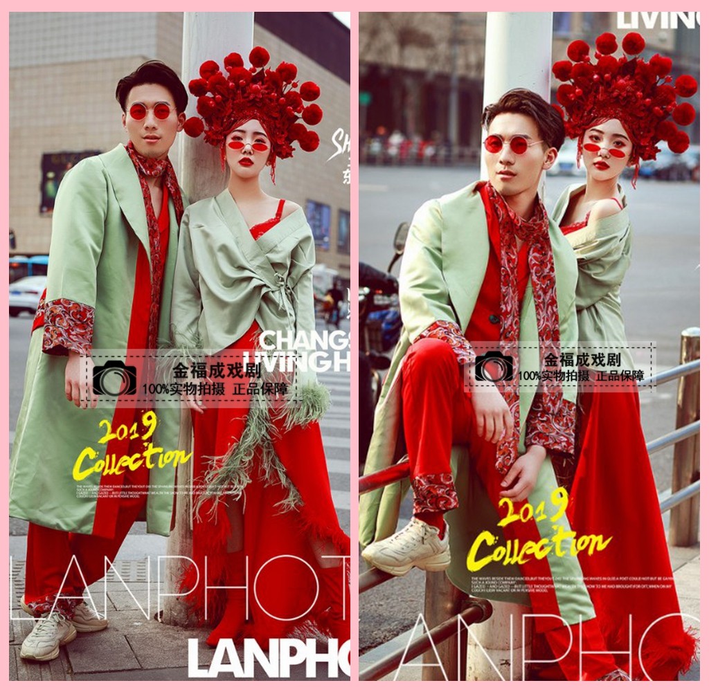 2019影楼摄影服装主题情侣写真嫁娶冠婚纱照国潮中国风服装头饰