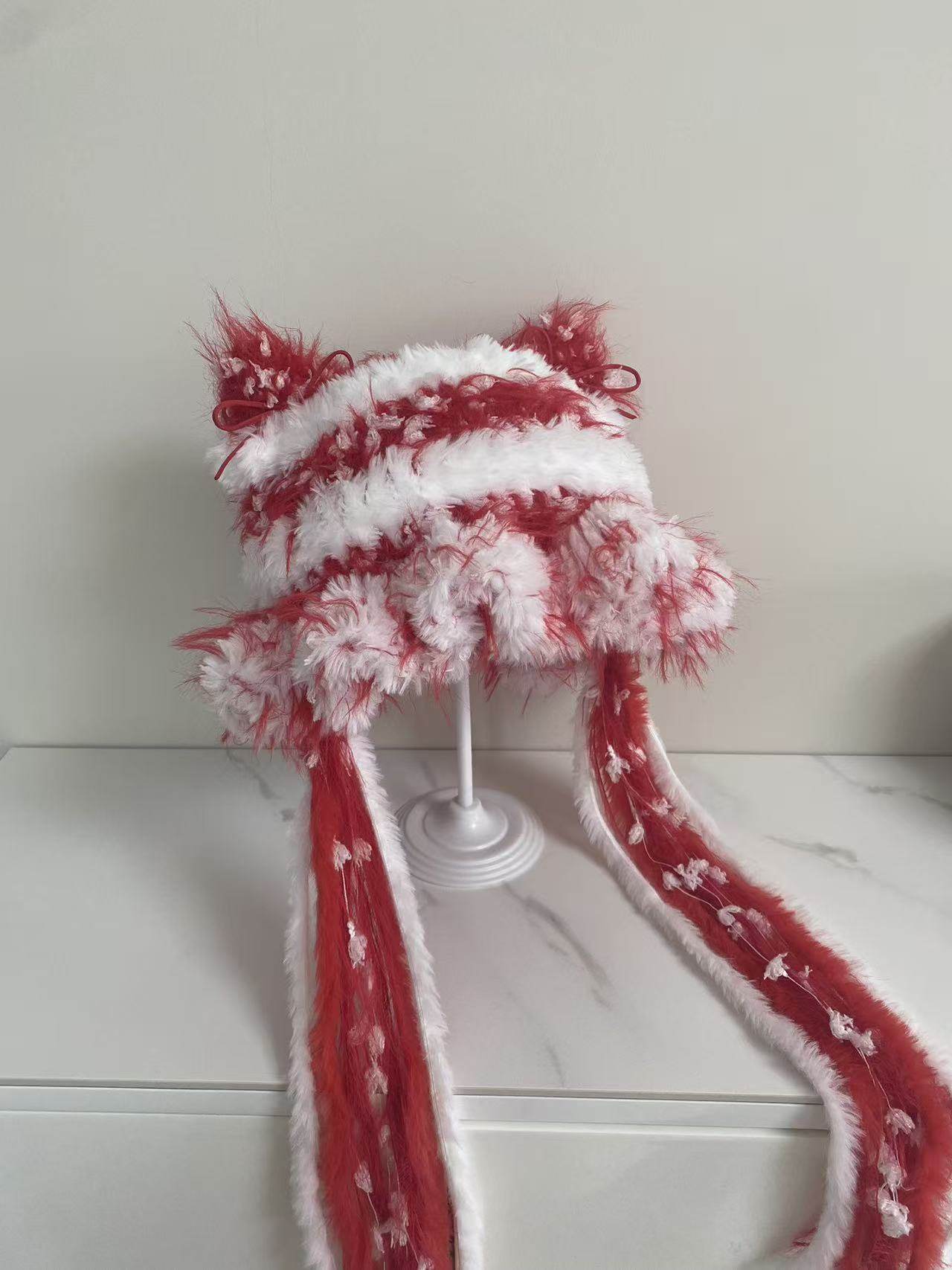 【新年系列】手工钩织水母猫耳帽针织毛线帽子女手混线diy材料包,服饰配件/皮带/帽子/围巾,DIY编织材料包,淘宝优惠券,粉丝福利购,淘宝优惠卷