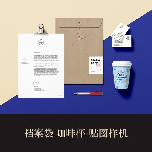 高端提案利器优质PSD档案袋 咖啡杯VI样机设计模板logo智能贴图