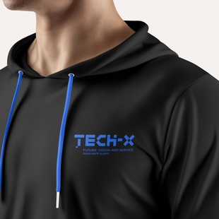 1款PSD连帽衫局部特写VI样机作品集展示logo提案智能贴图效果图