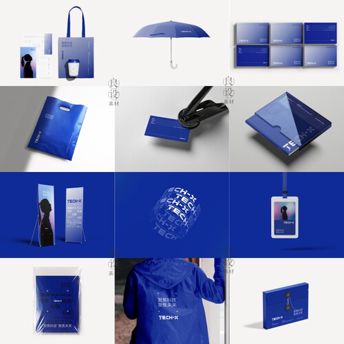 24款高端提案PS信息未来科技新能源品牌VI样机logo智能贴图mockup