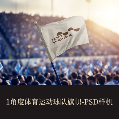 1角度PSD体育运动球队旗帜VI样机作品集展示logo提案贴图效果图