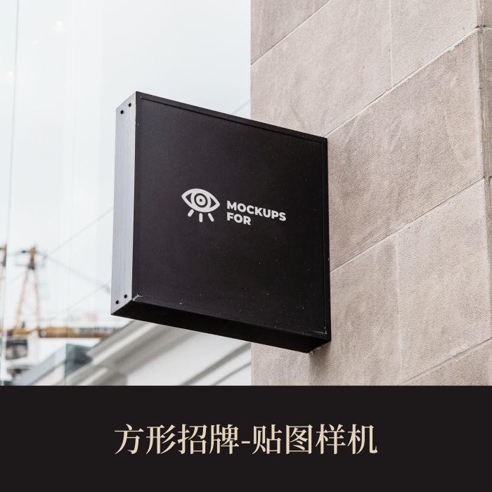 高端提案利器优质PSD方形招牌VI样机设计素材模板logo智能贴图