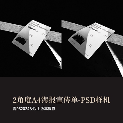2角度PSDa4海报宣传单VI样机作品集展示logo提案智能贴图效果图