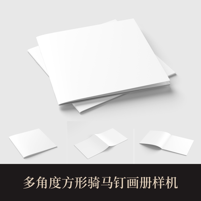 高端提案利器优质空白正方形画册骑马钉样机素材模板logo智能贴图