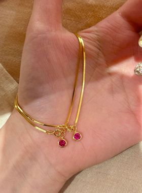 PURE红宝泡泡钻蛇虎手链女s925纯银中古风轻奢复古气质精致细手环