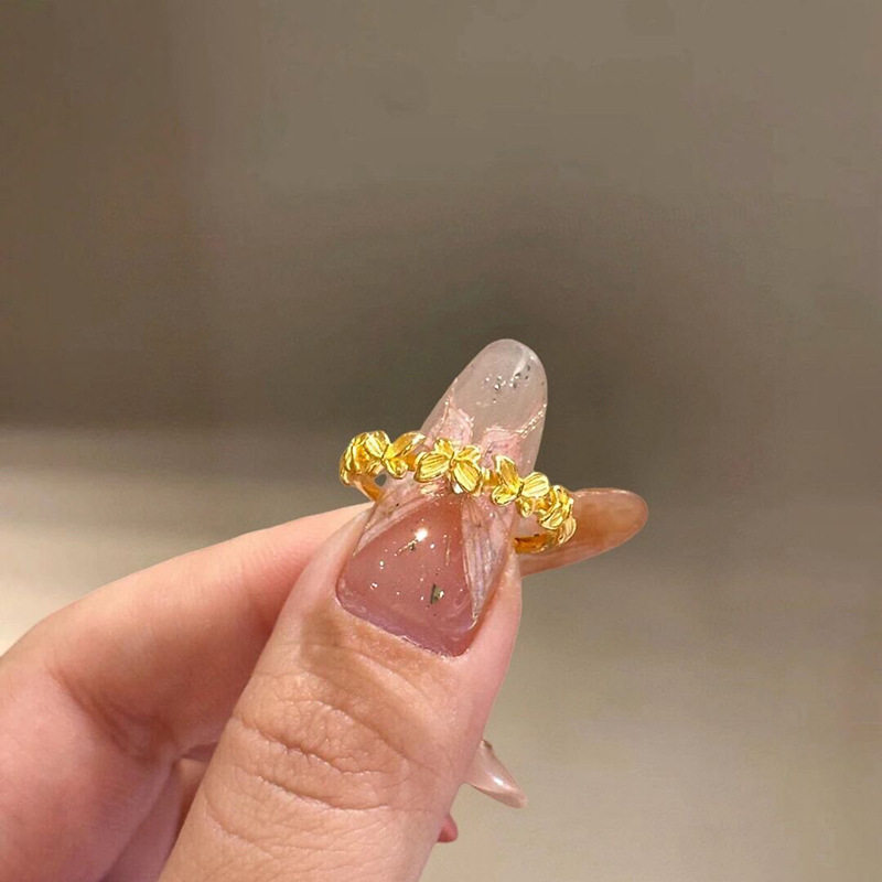 古法金碎冰冰蝴蝶开口食指戒图片