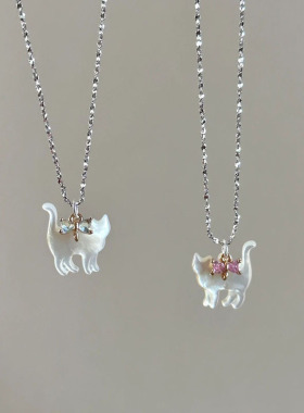 PURE爱心蝴蝶结猫咪项链女精致ins小众甜美锁骨链新款多巴胺饰品