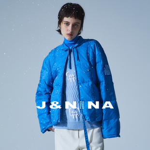 J&NINA捷恩尼纳25冬新款女装短款立领鹅绒保暖厚款羽绒服外套