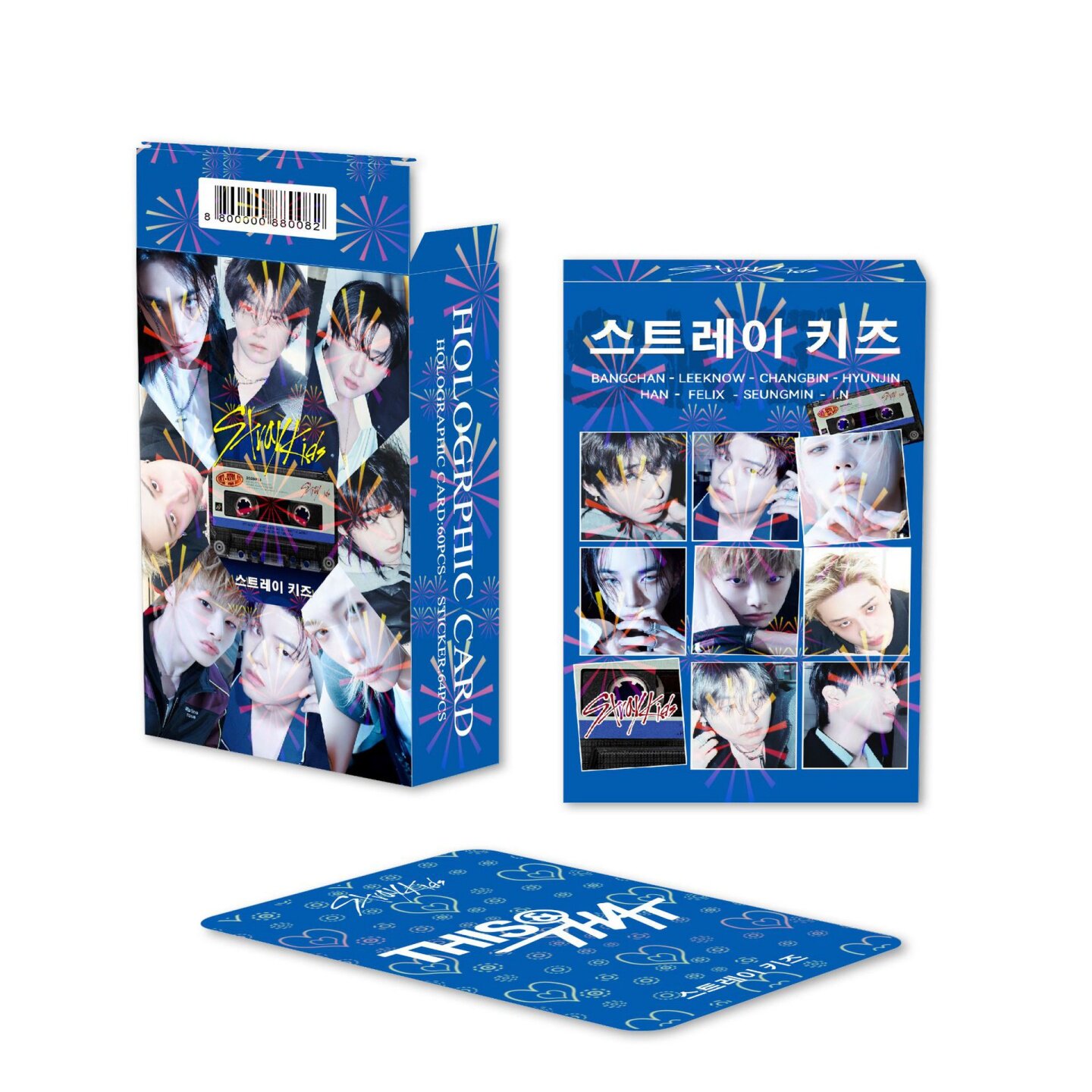 132张Straykids爱心珍藏镭射卡片小贴纸双面LOMO闪卡盒装自制