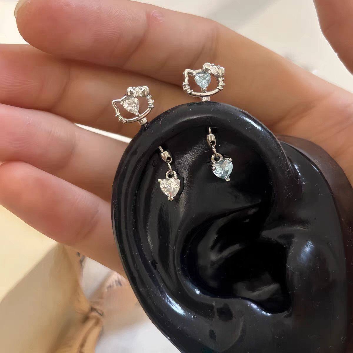 镂空KT甜美猫猫耳骨设计蝴蝶结水滴可爱爱心耳饰耳轮恶魔耳钉,饰品/流行首饰/时尚饰品新,耳钉,淘宝优惠券,粉丝福利购,淘宝优惠卷