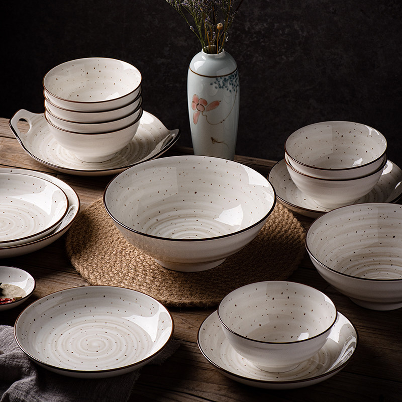 创意复古碗盘2022新款米饭碗单个面碗菜盘子加厚防烫陶瓷餐具碗碟,餐饮具,盘,淘宝优惠券,粉丝福利购,淘宝优惠卷