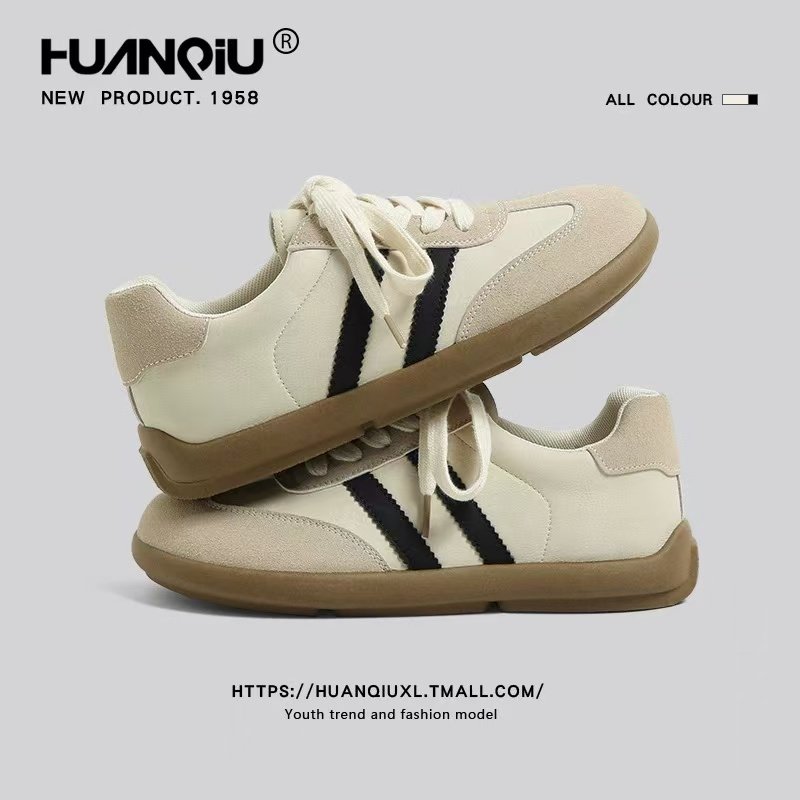 环球磨砂皮德训鞋女2025新款春秋百搭厚底软底休闲鞋平底系带板鞋,女鞋,德训鞋,淘宝优惠券,粉丝福利购,淘宝优惠卷