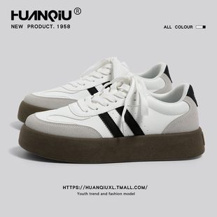 男2025夏季 百搭透气休闲情侣板鞋 新款 男鞋 潮流时尚 环球厚底德训鞋