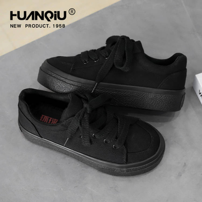 环球帆布鞋女款厚底增高软底显脚小不累脚脚胖透气低帮休闲板鞋子