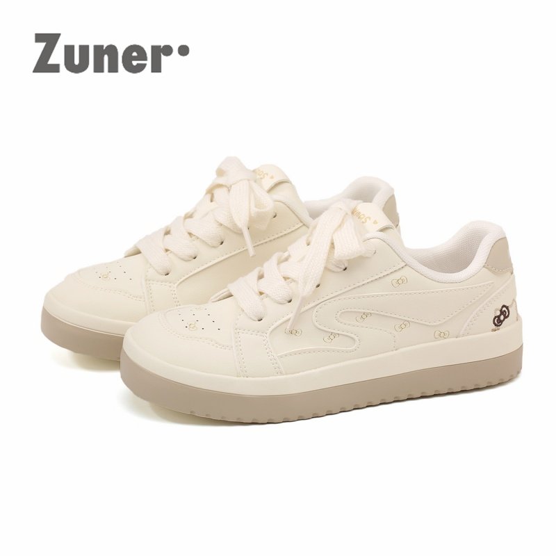 尊儿可爱kt猫厚底小白鞋女2026春季新款米色印花板鞋休闲运动鞋,女鞋,休闲板鞋,淘宝优惠券,粉丝福利购,淘宝优惠卷