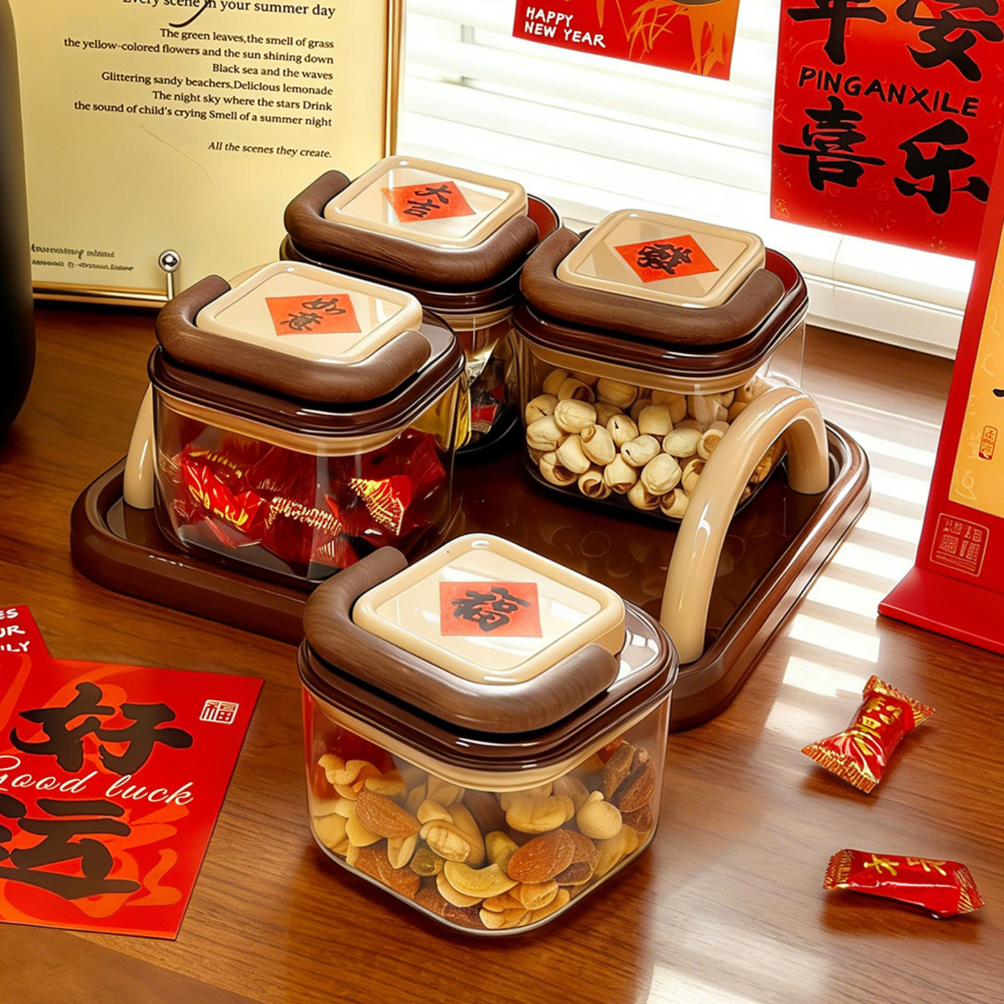 新年干果盘2026新款中式家用客厅茶几坚果瓜子零食糖果密封干果盒,餐饮具,果盆/果盘/果篮,淘宝优惠券,粉丝福利购,淘宝优惠卷