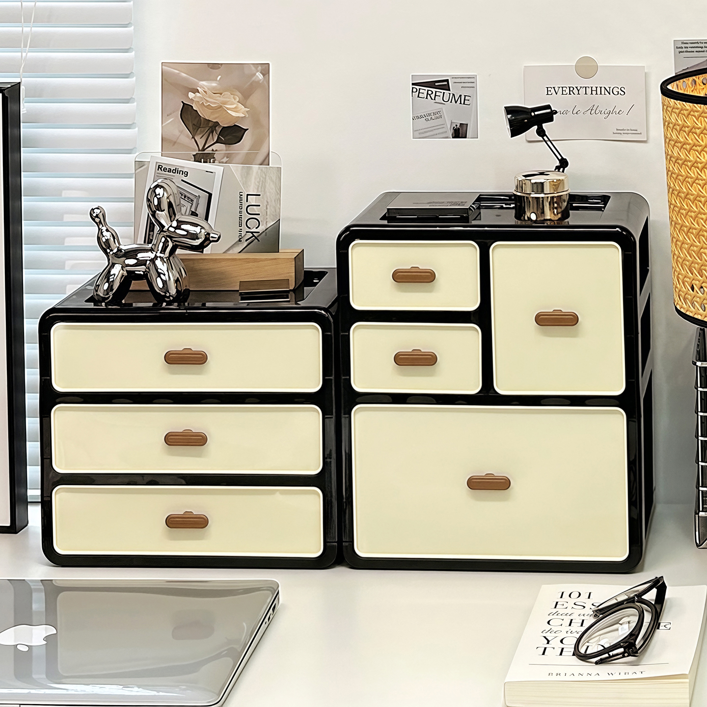 桌面收纳盒抽屉式化妆品整理盒办公文具杂物置物架入户玄关储物柜