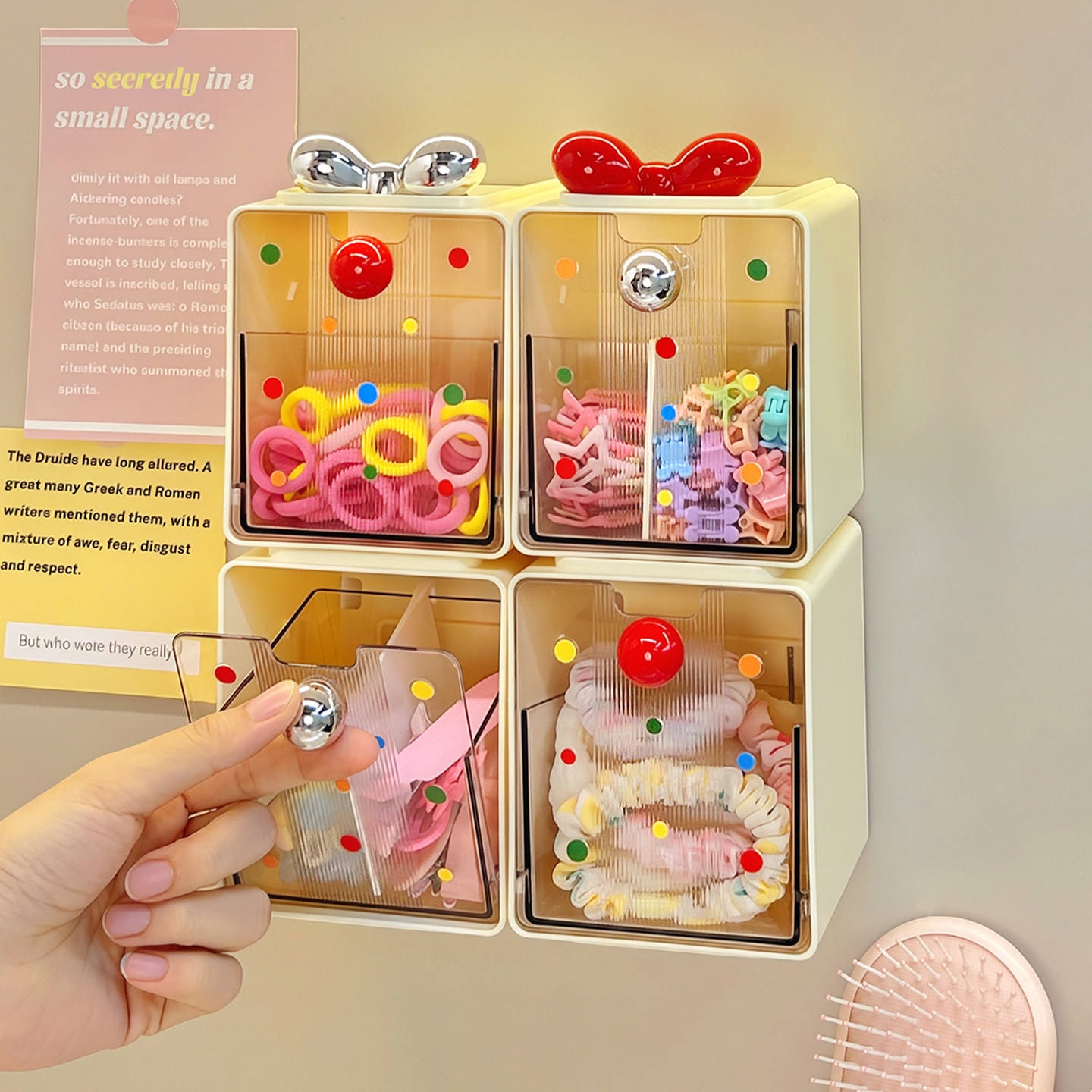 发饰收纳盒壁挂式儿童宝宝皮筋头绳女生发圈发夹挂墙置物架首饰盒,收纳整理,首饰盒,淘宝优惠券,粉丝福利购,淘宝优惠卷