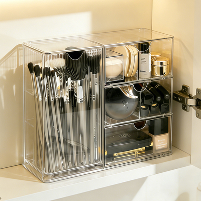 镜柜收纳盒抽屉式卫生间柜内化妆刷筒口红棉签整理盒化妆品置物架