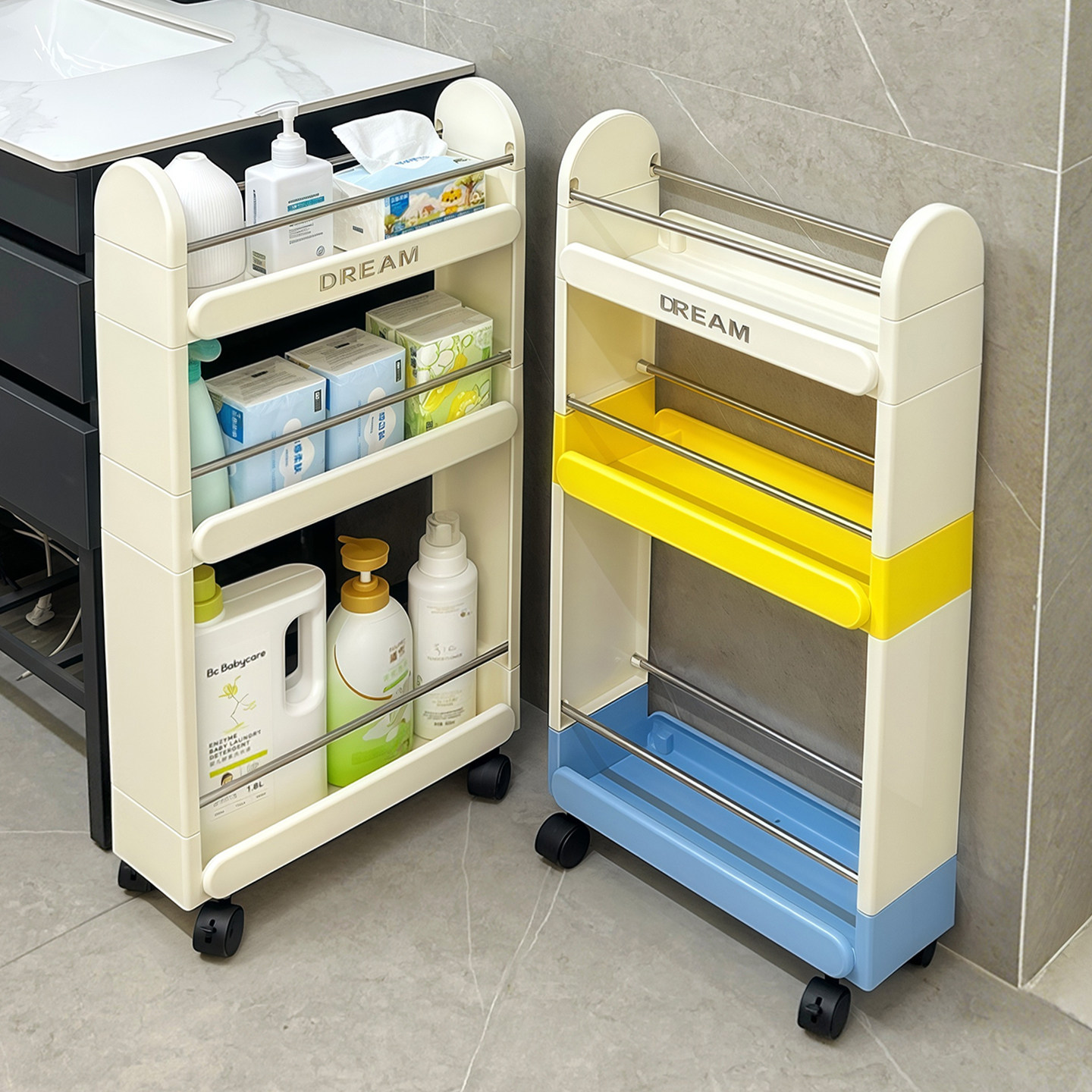 夹缝置物架多层落地超窄卫生间厨房缝隙柜收纳架冰箱马桶旁小推车,收纳整理,整理架/置物架/收纳架,淘宝优惠券,粉丝福利购,淘宝优惠卷