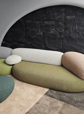 意式轻奢Pedras沙发设计师款意式极简实木无扶手家用布艺东莞沙发