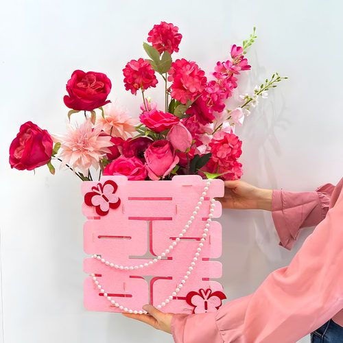 立体喜字摆件粉色浪漫婚房