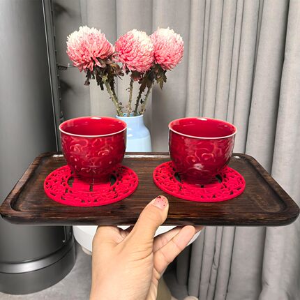 2026新款结婚敬茶杯新婚红色故宫祥云陶瓷茶具套装闺蜜送新人礼物