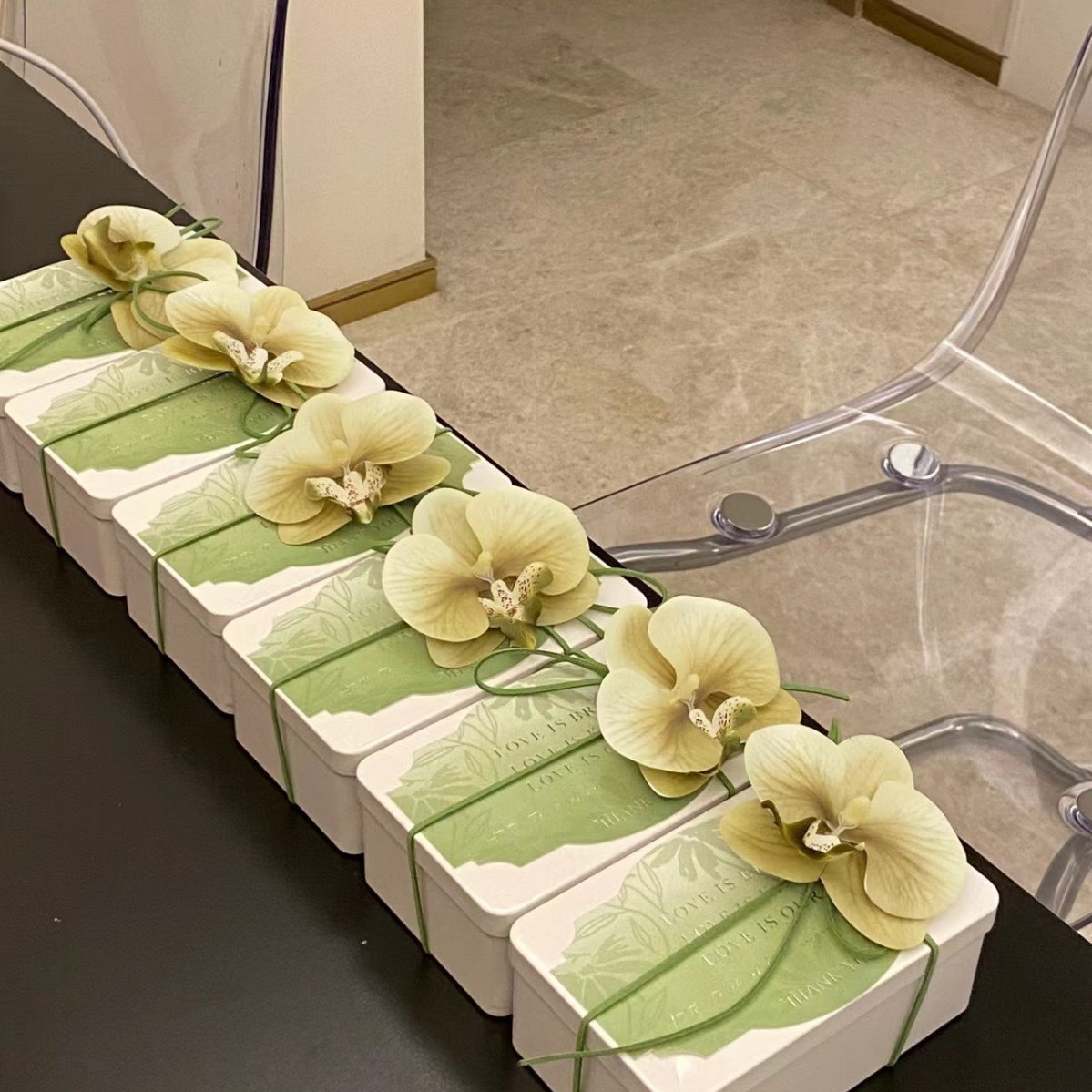 抹茶绿3D打印蝴蝶兰仿真花