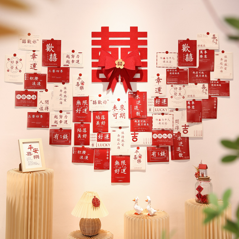 婚房布置套装喜字明信片背景墙