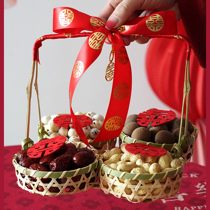 早生贵子摆件压床篮结婚用